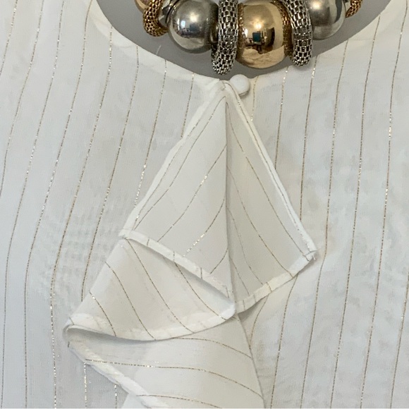 Tommy Hilfiger Metallic Shimmer Ruffle Front Blouse - Picture 3 of 14
